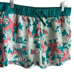 The North Face Teal and Pink Floral Shorts